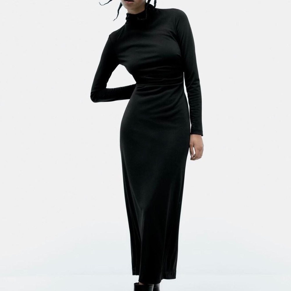 Zara Black Long Sleeve Maxi Dress Size Small NWT